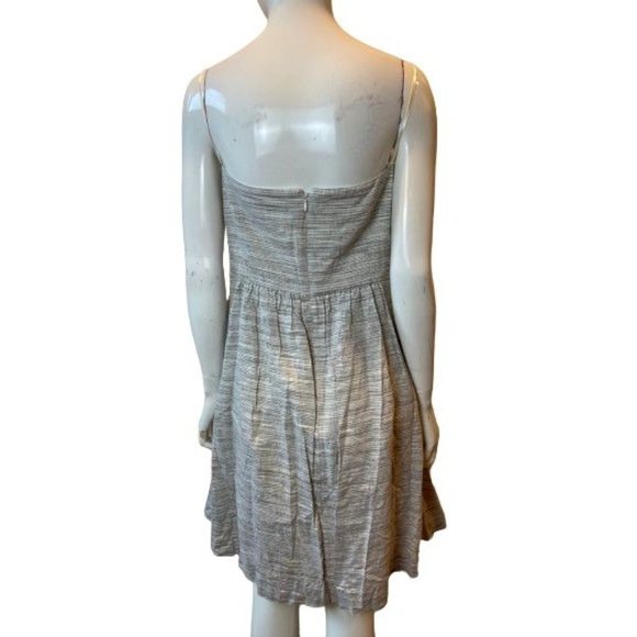 Banana Republic Womens Strapless Mini Dress Pinstripe Linen Grey White Size 10 - Picture 2 of 7